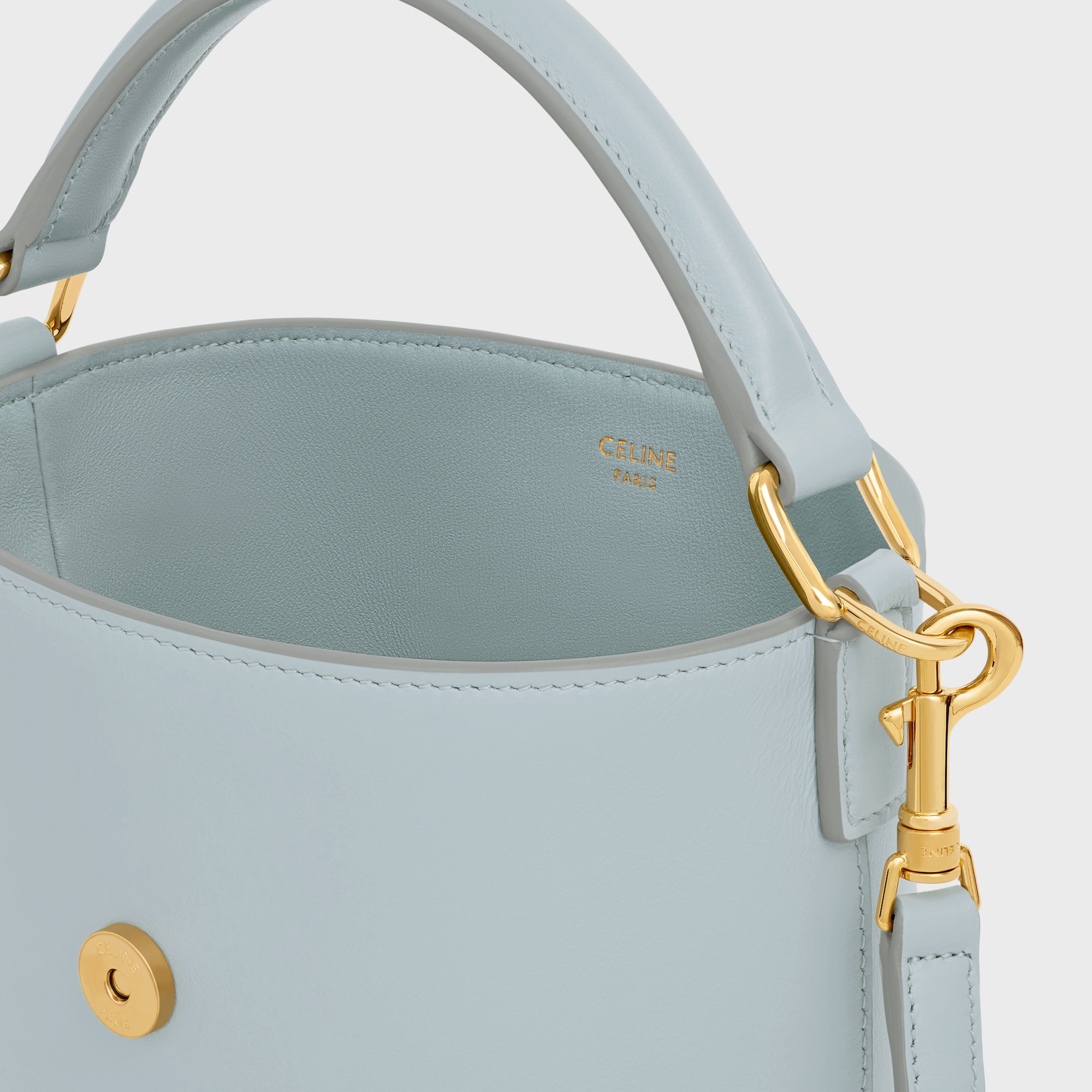 MINI BUCKET LOUISE IN SMOOTH CALFSKIN ICE BLUE - Image 4